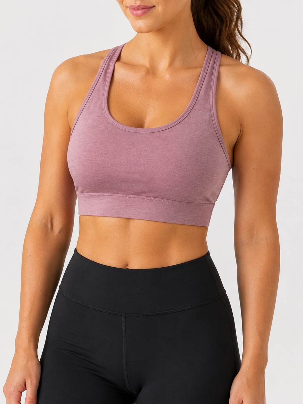 NWT Reebok Mauve Pink Racerback Sports Bra Size L